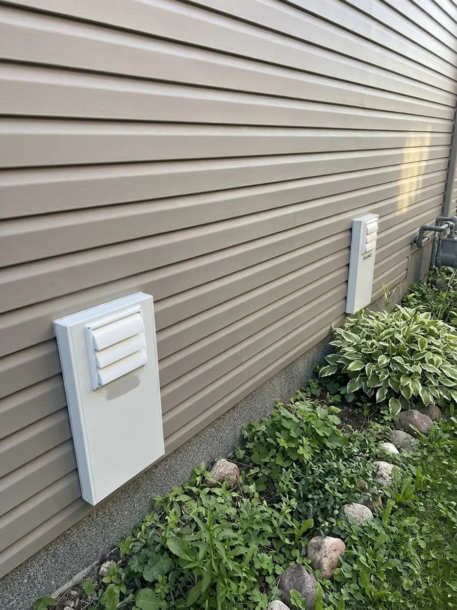 Exterior residential HVAC vents — relevant to understanding why closing interior vents in unused rooms disrupts balanced airflow.